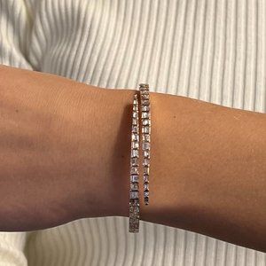 Rachel Koen 4.36Cttw Tapered Baguette Cut Diamond Bangle Bracelet 18K Rose Gold